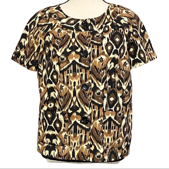 3/$10 Notations Blazer 6 Short Sleeve Leopard Cheetah Print - Picture 2 of 11